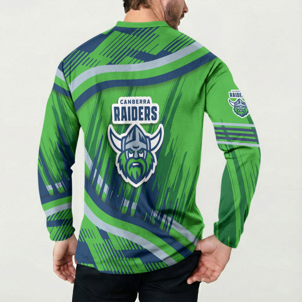Canberra Raiders Rugby Mascot Button Sweatshirt Fierce Athlete Graphic in Sports Style