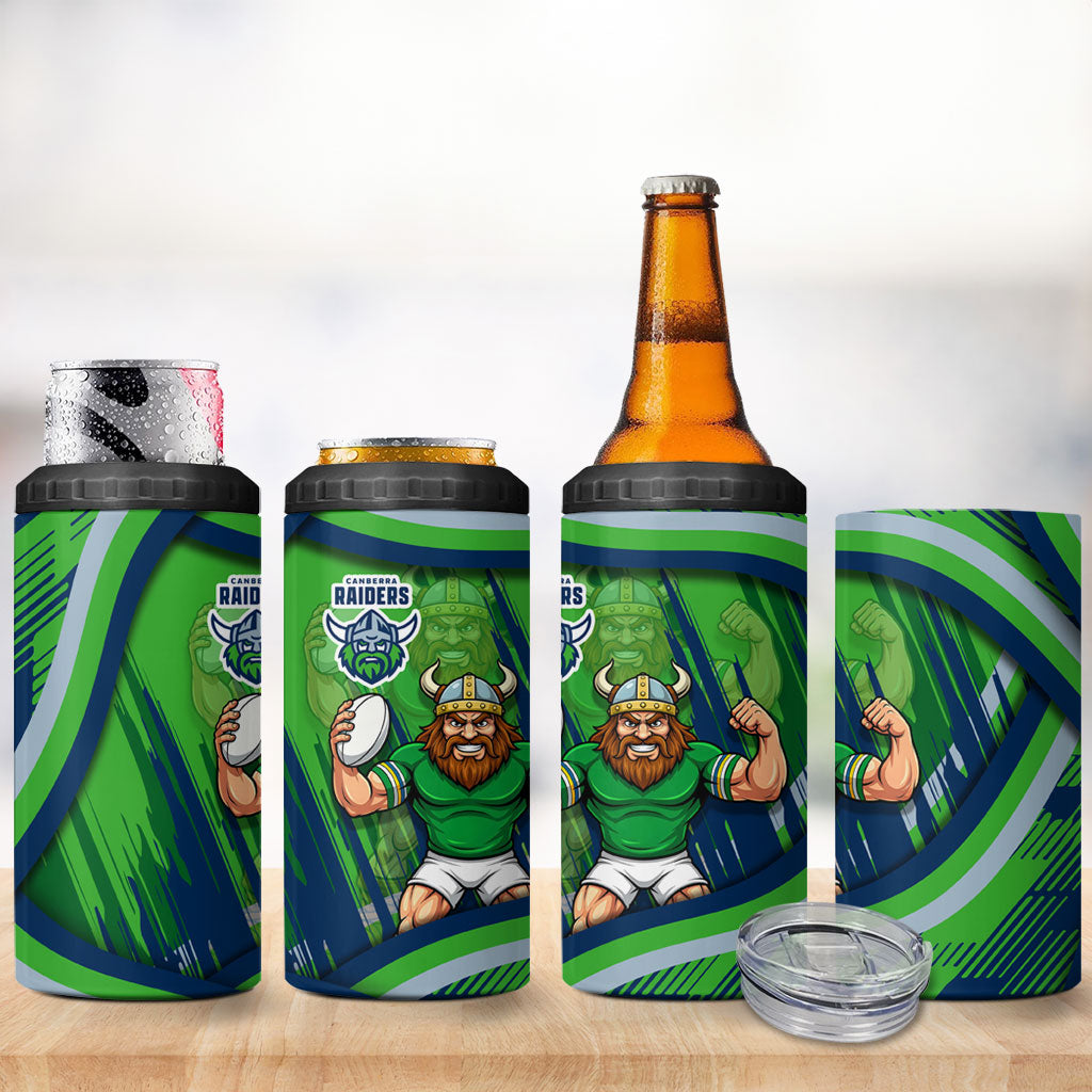 Canberra Raiders Rugby Mascot 4 in 1 Can Cooler Tumbler Fierce Athlete Graphic in Sports Style