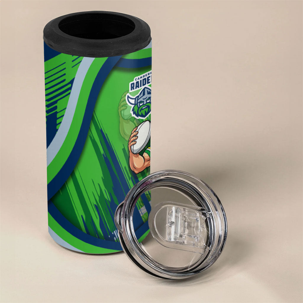 Canberra Raiders Rugby Mascot 4 in 1 Can Cooler Tumbler Fierce Athlete Graphic in Sports Style