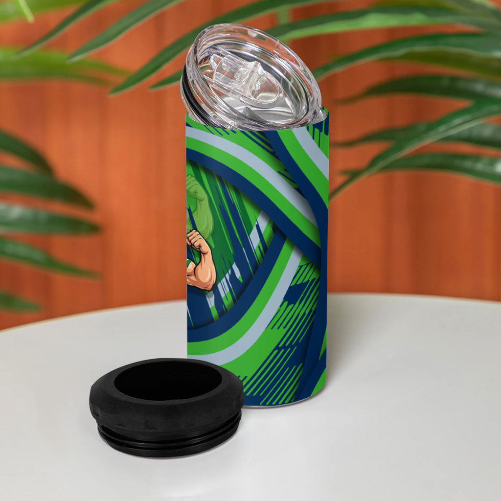 Canberra Raiders Rugby Mascot 4 in 1 Can Cooler Tumbler Fierce Athlete Graphic in Sports Style