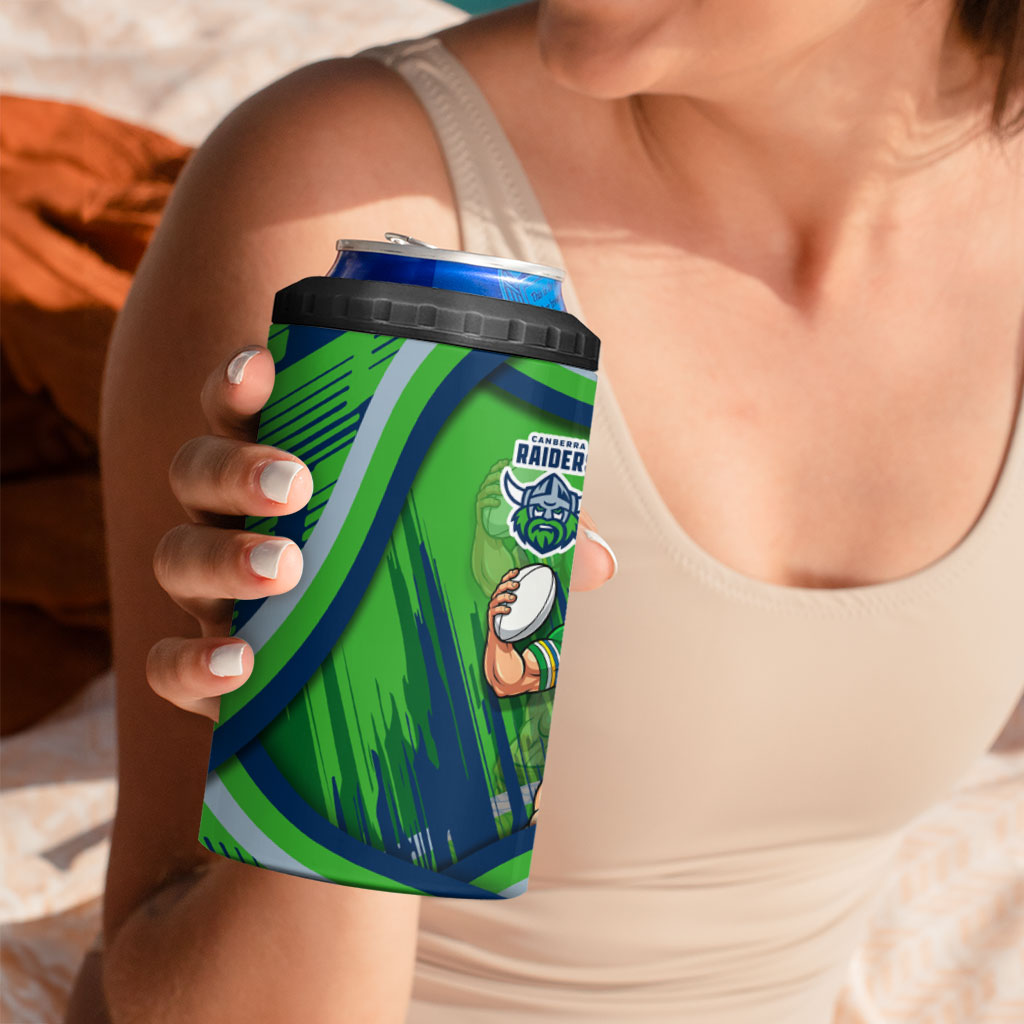 Canberra Raiders Rugby Mascot 4 in 1 Can Cooler Tumbler Fierce Athlete Graphic in Sports Style