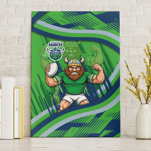 Canberra Raiders Rugby Mascot Canvas Wall Art Fierce Athlete Graphic in Sports Style