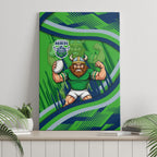 Canberra Raiders Rugby Mascot Canvas Wall Art Fierce Athlete Graphic in Sports Style