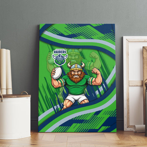 Canberra Raiders Rugby Mascot Canvas Wall Art Fierce Athlete Graphic in Sports Style