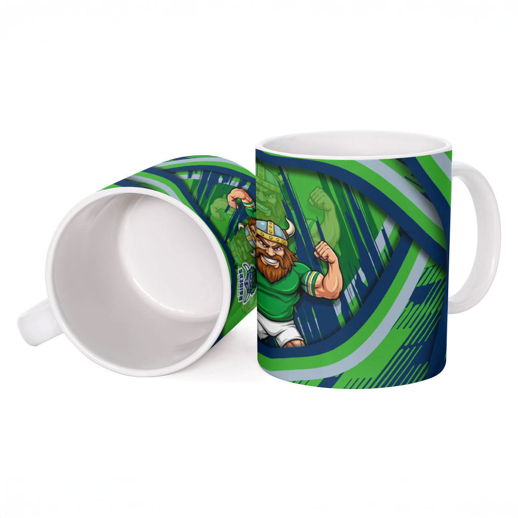 Canberra Raiders Rugby Mascot Ceramic Mug Fierce Athlete Graphic in Sports Style