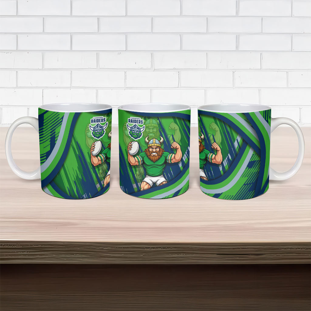 Canberra Raiders Rugby Mascot Ceramic Mug Fierce Athlete Graphic in Sports Style
