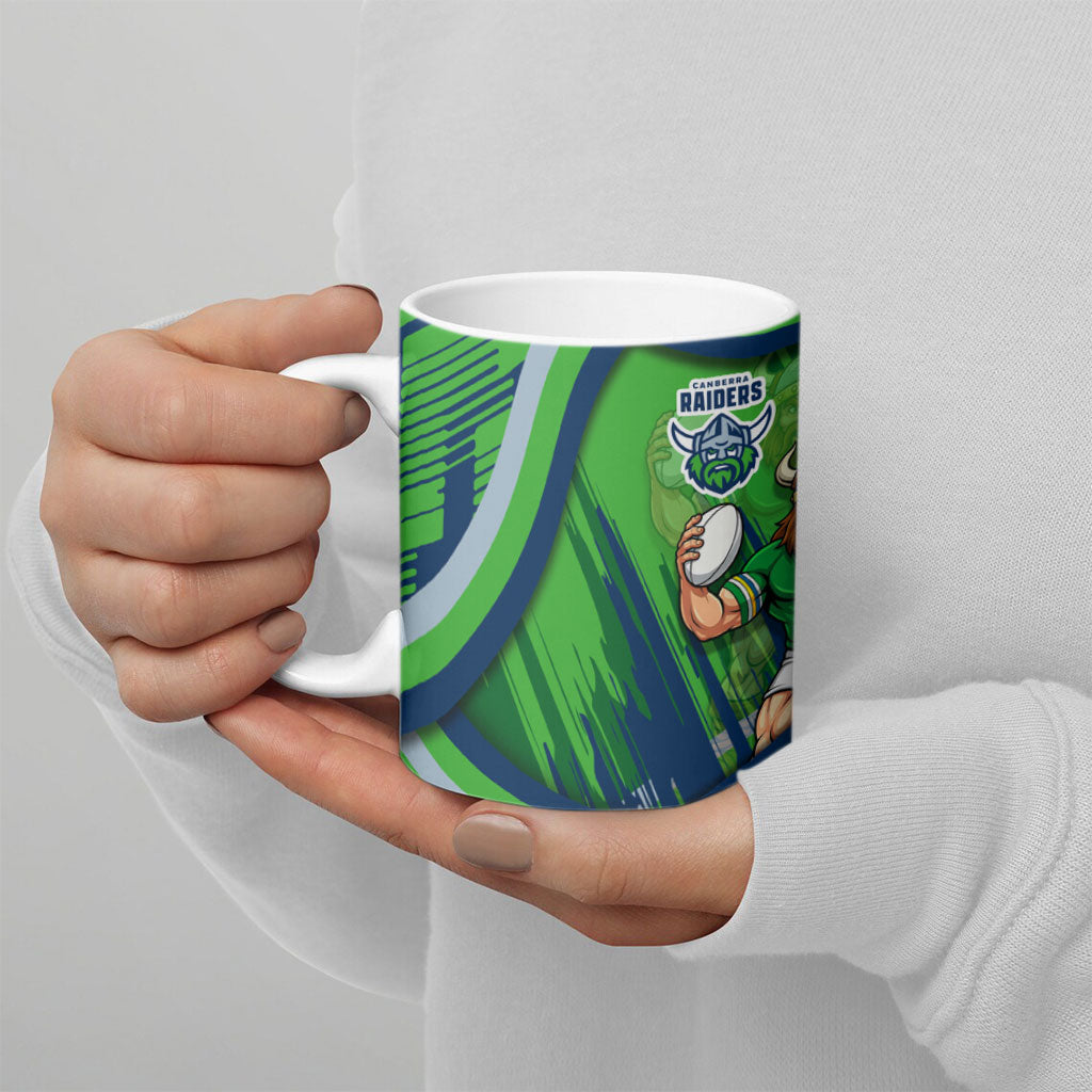 Canberra Raiders Rugby Mascot Ceramic Mug Fierce Athlete Graphic in Sports Style