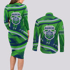 Canberra Raiders Rugby Mascot Couples Matching Long Sleeve Bodycon Dress and Long Sleeve Button Shirt Fierce Athlete Graphic in Sports Style