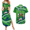 Canberra Raiders Rugby Mascot Couples Matching Summer Maxi Dress and Hawaiian Shirt Fierce Athlete Graphic in Sports Style