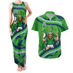 Canberra Raiders Rugby Mascot Couples Matching Tank Maxi Dress and Hawaiian Shirt Fierce Athlete Graphic in Sports Style