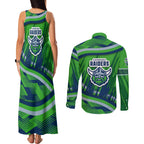 Canberra Raiders Rugby Mascot Couples Matching Tank Maxi Dress and Long Sleeve Button Shirt Fierce Athlete Graphic in Sports Style