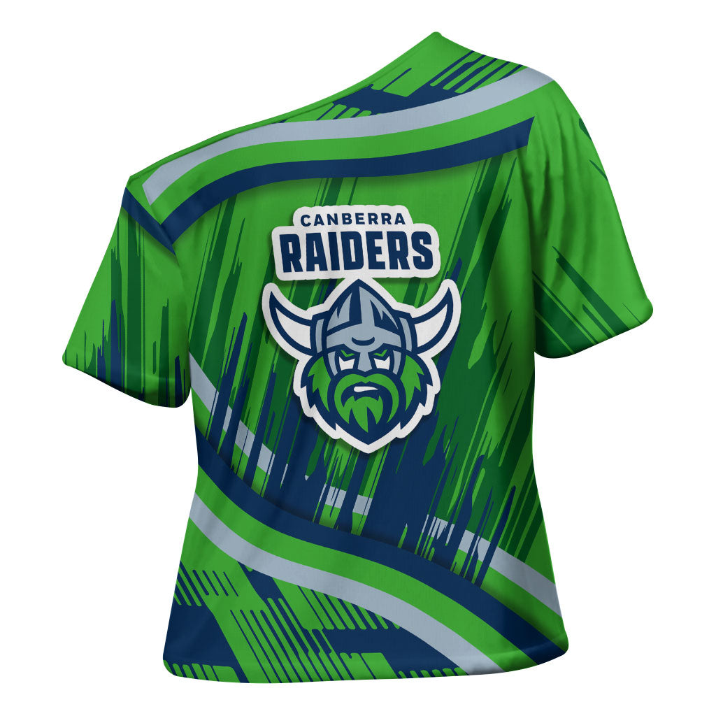 Canberra Raiders Rugby Mascot Cross Shoulder Shirt Fierce Athlete Graphic in Sports Style