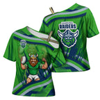 Canberra Raiders Rugby Mascot Cross Shoulder Shirt Fierce Athlete Graphic in Sports Style