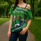 Canberra Raiders Rugby Mascot Cross Shoulder Shirt Fierce Athlete Graphic in Sports Style