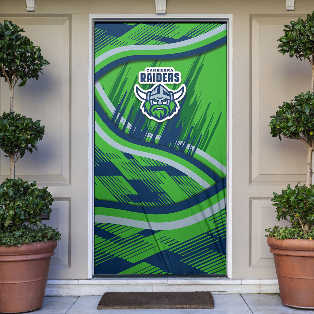 Canberra Raiders Rugby Mascot Door Cover Fierce Athlete Graphic in Sports Style
