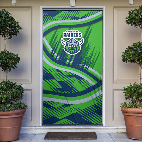 Canberra Raiders Rugby Mascot Door Cover Fierce Athlete Graphic in Sports Style