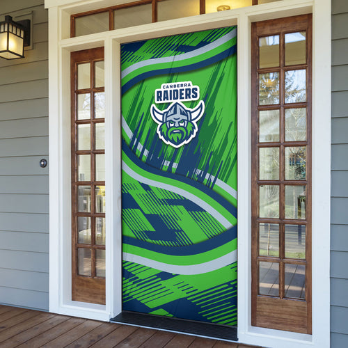Canberra Raiders Rugby Mascot Door Cover Fierce Athlete Graphic in Sports Style