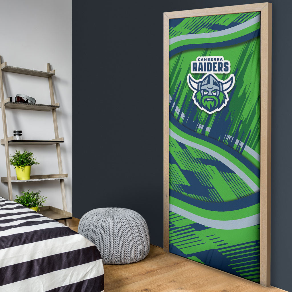 Canberra Raiders Rugby Mascot Door Cover Fierce Athlete Graphic in Sports Style