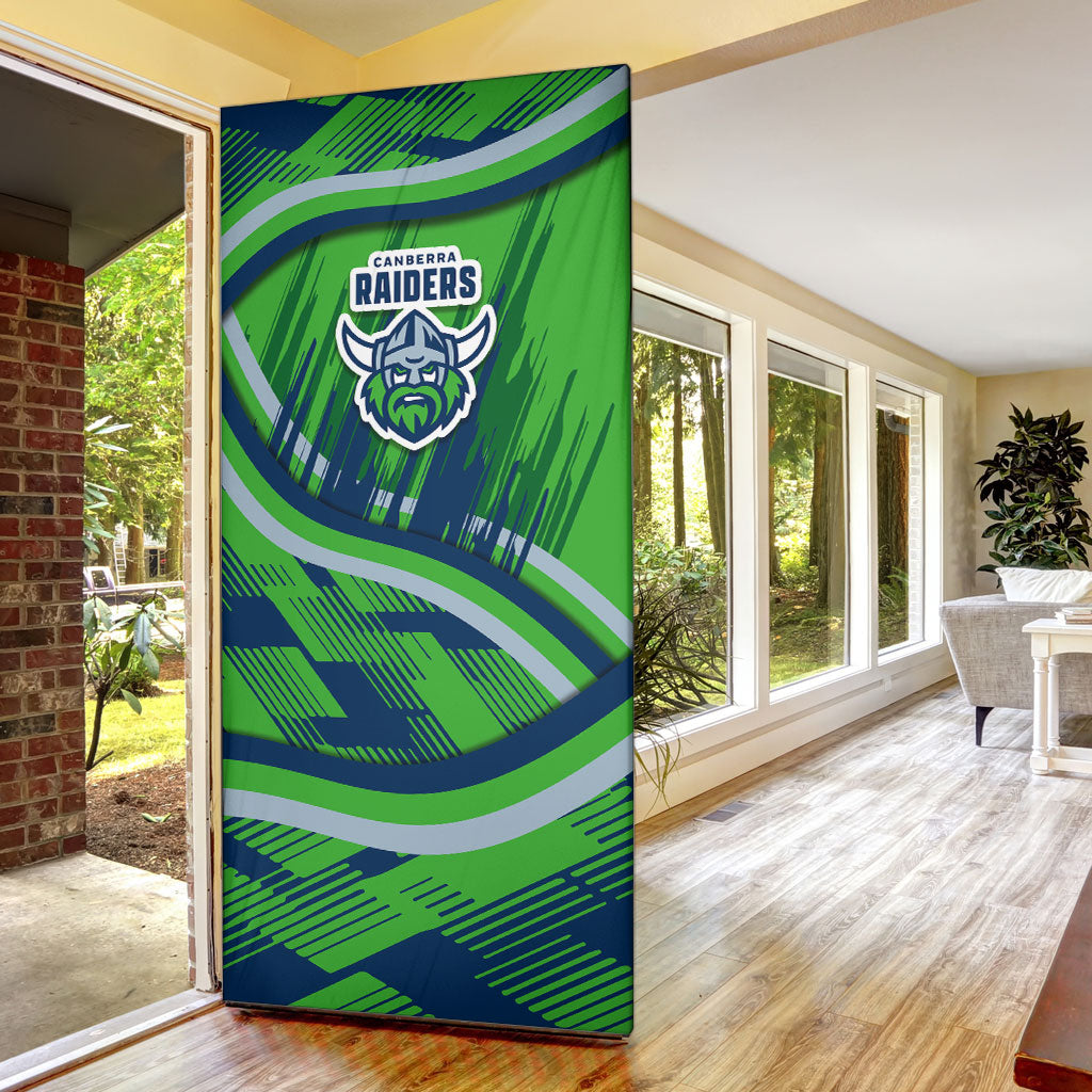 Canberra Raiders Rugby Mascot Door Cover Fierce Athlete Graphic in Sports Style