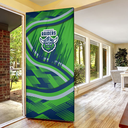 Canberra Raiders Rugby Mascot Door Cover Fierce Athlete Graphic in Sports Style