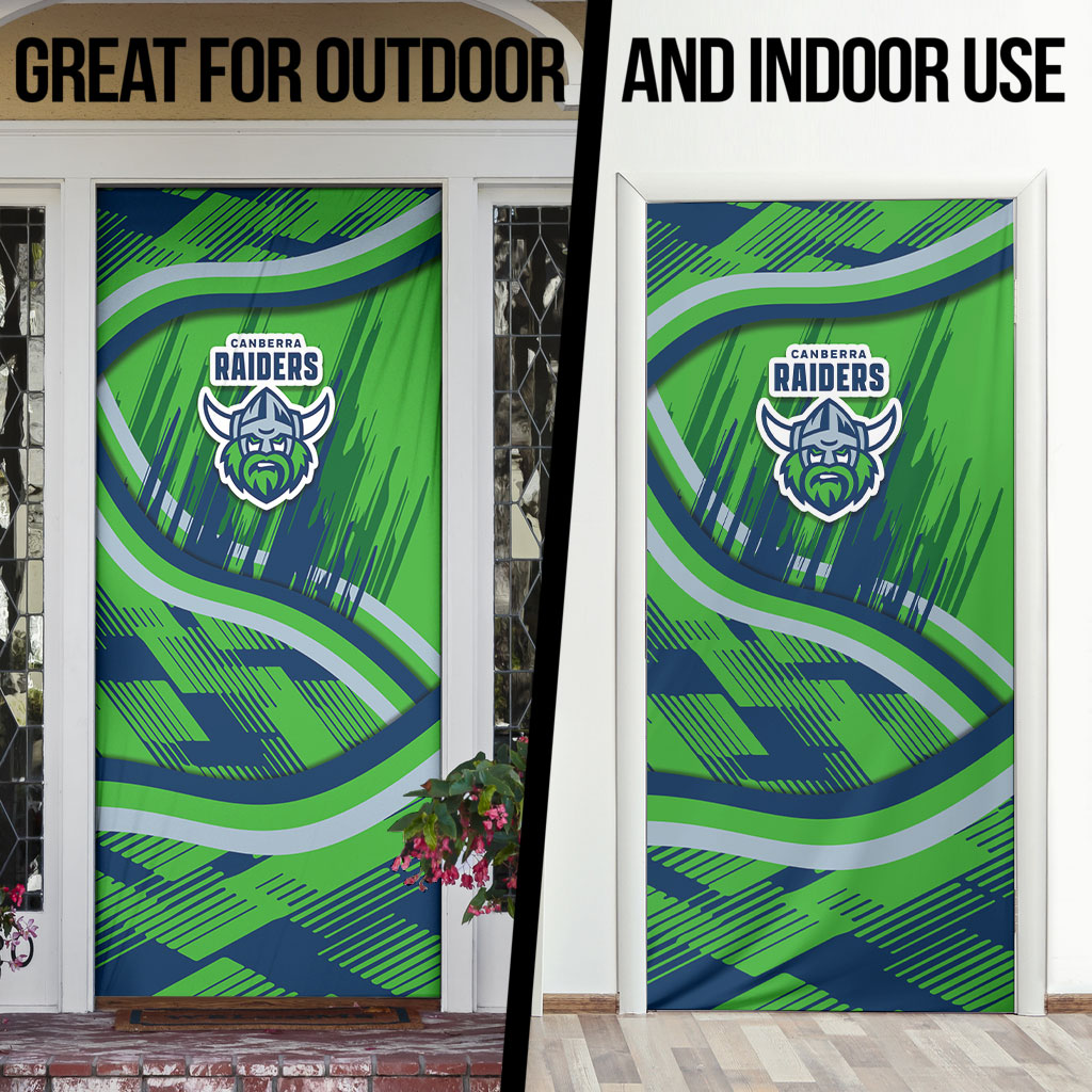 Canberra Raiders Rugby Mascot Door Cover Fierce Athlete Graphic in Sports Style