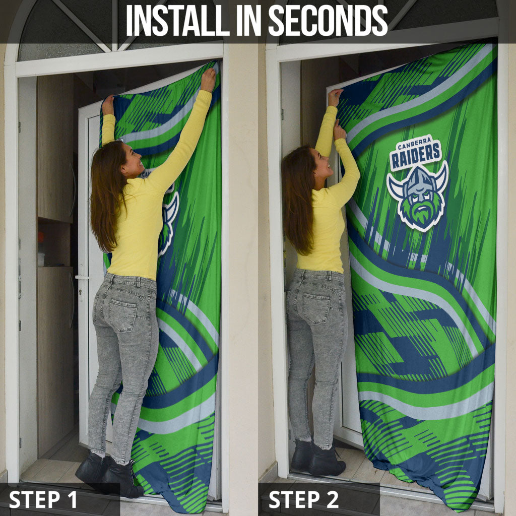 Canberra Raiders Rugby Mascot Door Cover Fierce Athlete Graphic in Sports Style