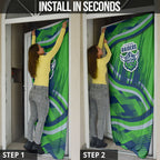 Canberra Raiders Rugby Mascot Door Cover Fierce Athlete Graphic in Sports Style