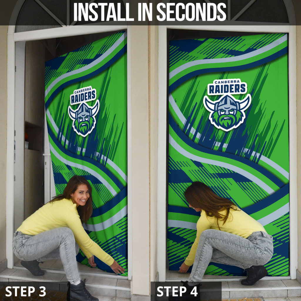 Canberra Raiders Rugby Mascot Door Cover Fierce Athlete Graphic in Sports Style
