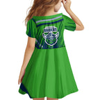 Canberra Raiders Rugby Mascot Family Matching Long Sleeve Bodycon Dress and Hawaiian Shirt Fierce Athlete Graphic in Sports Style