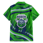 Canberra Raiders Rugby Mascot Family Matching Off The Shoulder Long Sleeve Dress and Hawaiian Shirt Fierce Athlete Graphic in Sports Style