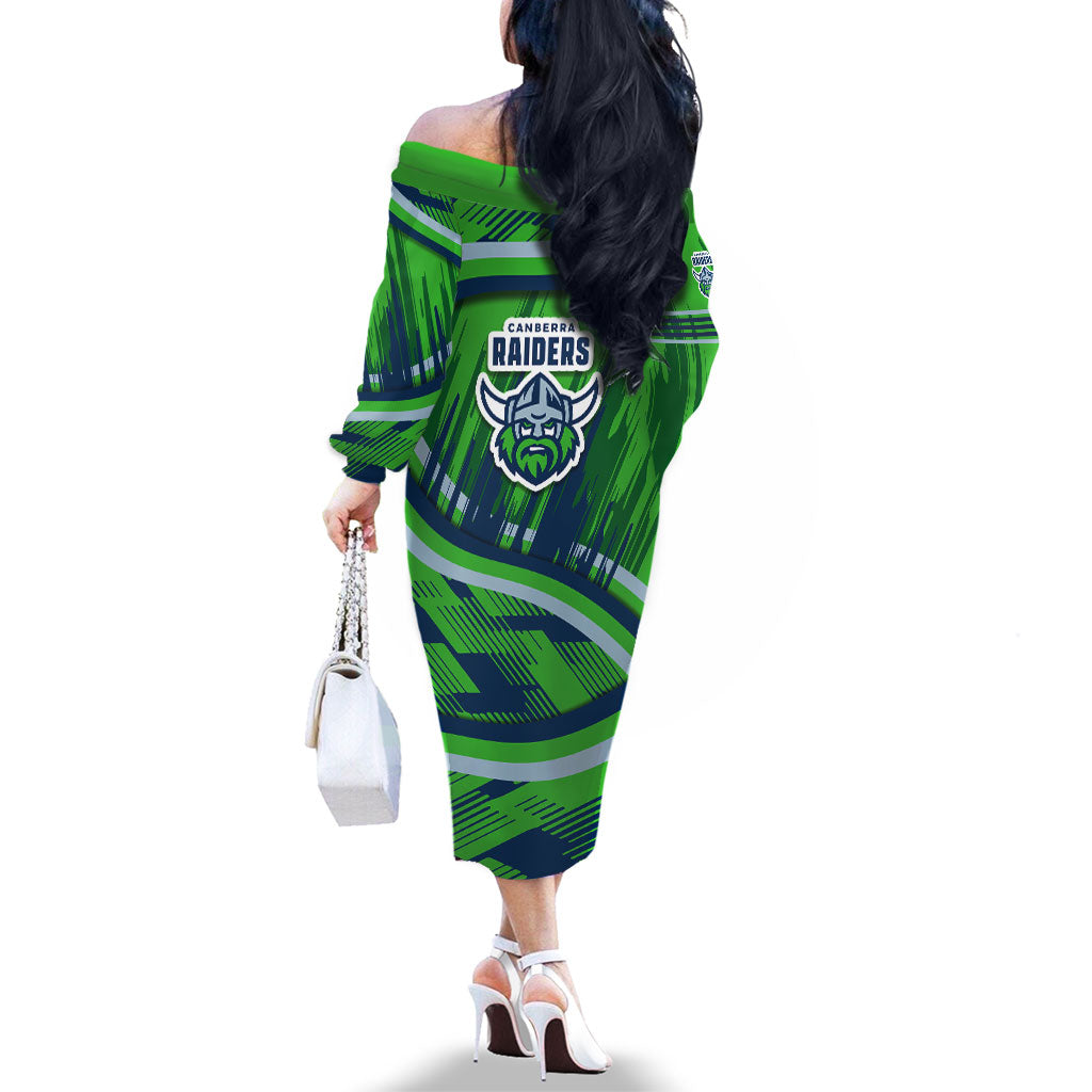 Canberra Raiders Rugby Mascot Family Matching Off The Shoulder Long Sleeve Dress and Hawaiian Shirt Fierce Athlete Graphic in Sports Style