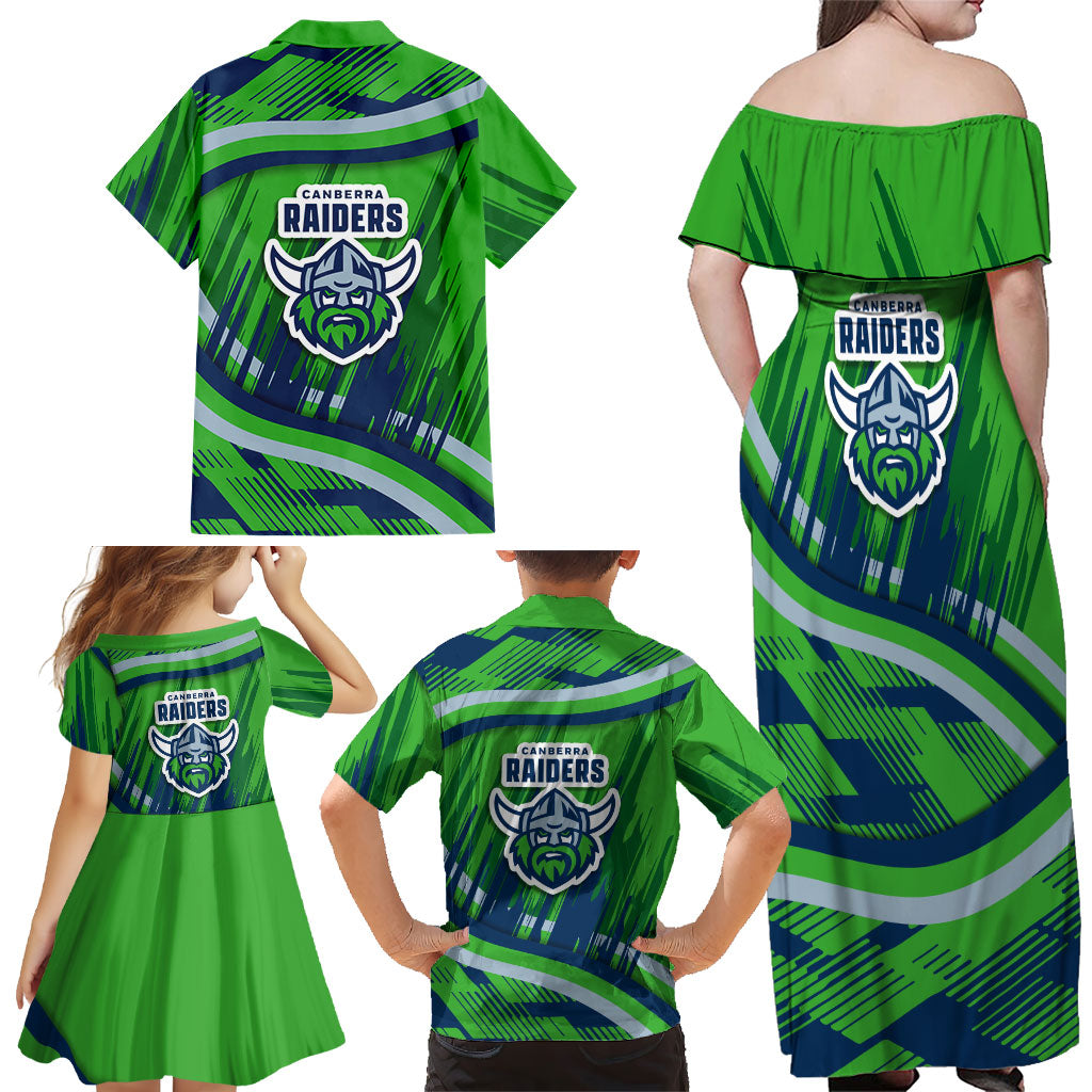 Canberra Raiders Rugby Mascot Family Matching Off Shoulder Maxi Dress and Hawaiian Shirt Fierce Athlete Graphic in Sports Style