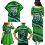 Canberra Raiders Rugby Mascot Family Matching Puletasi and Hawaiian Shirt Fierce Athlete Graphic in Sports Style