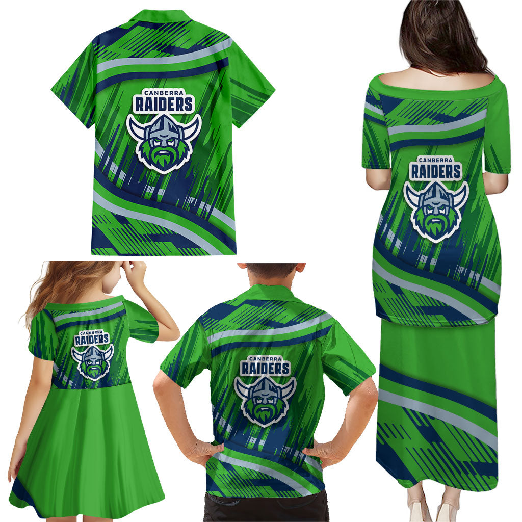 Canberra Raiders Rugby Mascot Family Matching Puletasi and Hawaiian Shirt Fierce Athlete Graphic in Sports Style