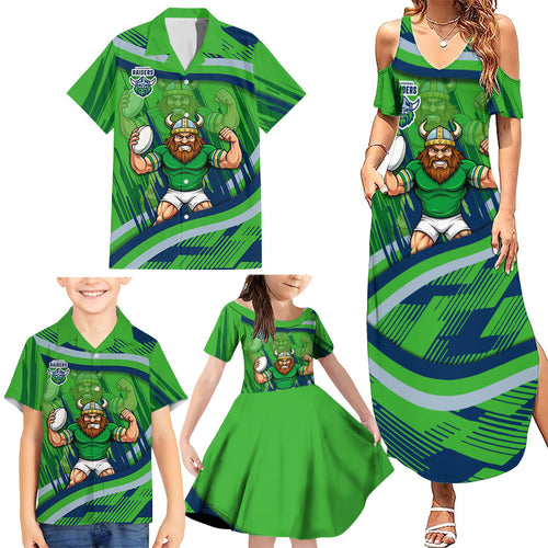 Canberra Raiders Rugby Mascot Family Matching Summer Maxi Dress and Hawaiian Shirt Fierce Athlete Graphic in Sports Style