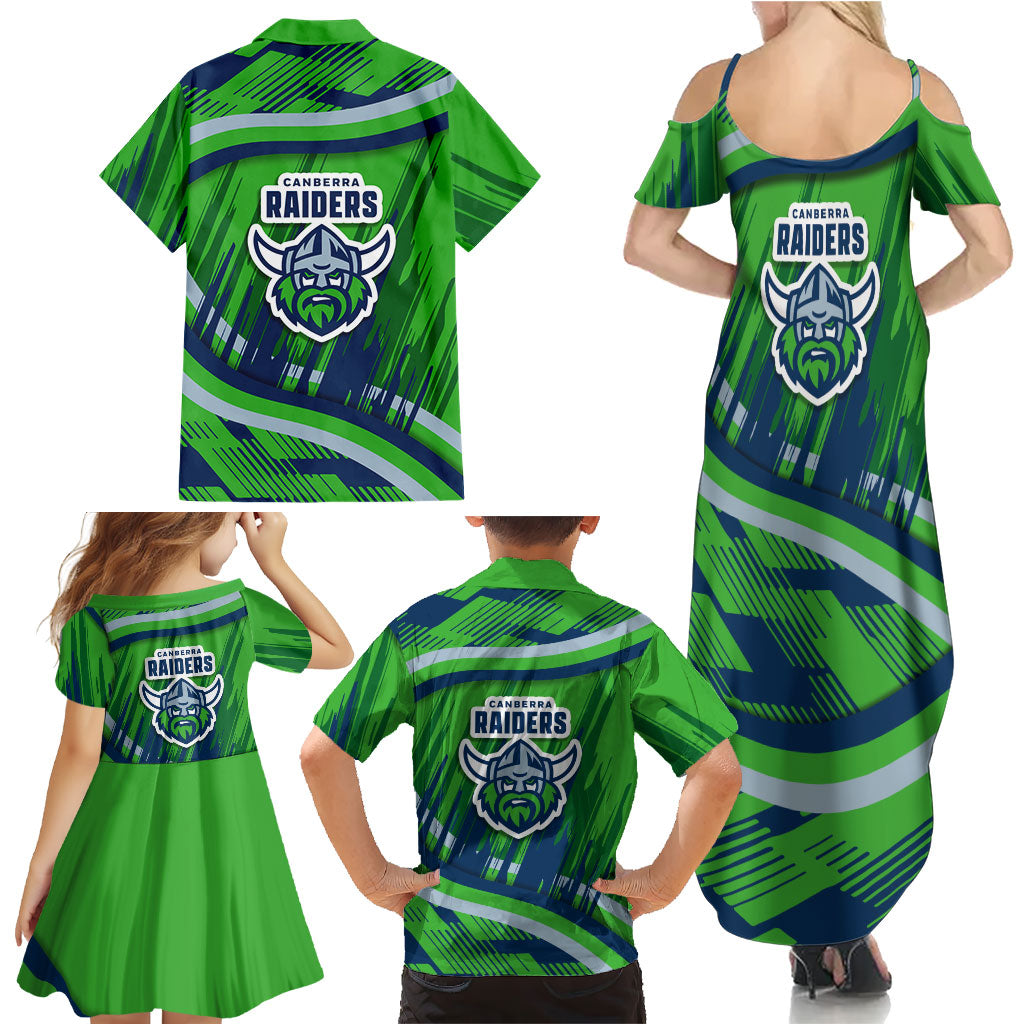 Canberra Raiders Rugby Mascot Family Matching Summer Maxi Dress and Hawaiian Shirt Fierce Athlete Graphic in Sports Style