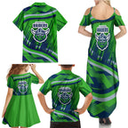 Canberra Raiders Rugby Mascot Family Matching Summer Maxi Dress and Hawaiian Shirt Fierce Athlete Graphic in Sports Style