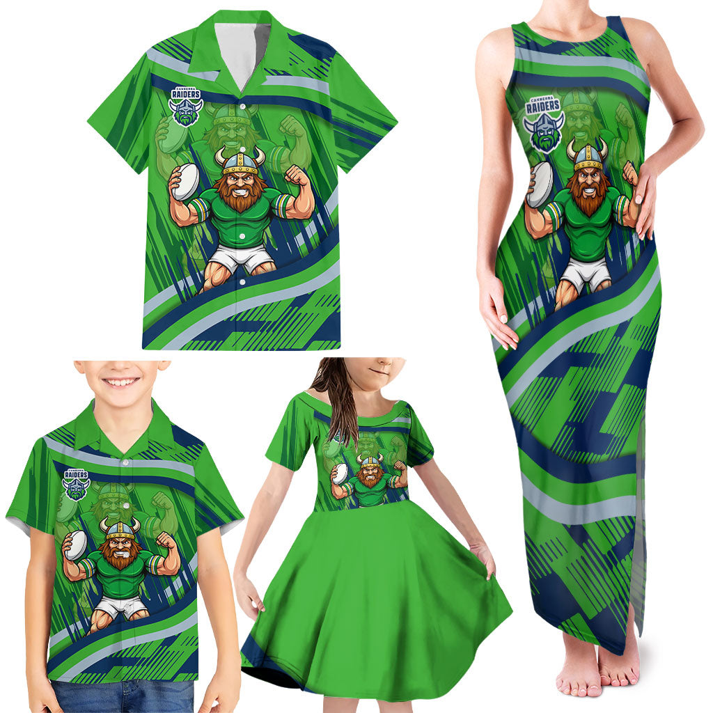 Canberra Raiders Rugby Mascot Family Matching Tank Maxi Dress and Hawaiian Shirt Fierce Athlete Graphic in Sports Style