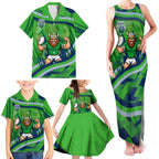 Canberra Raiders Rugby Mascot Family Matching Tank Maxi Dress and Hawaiian Shirt Fierce Athlete Graphic in Sports Style
