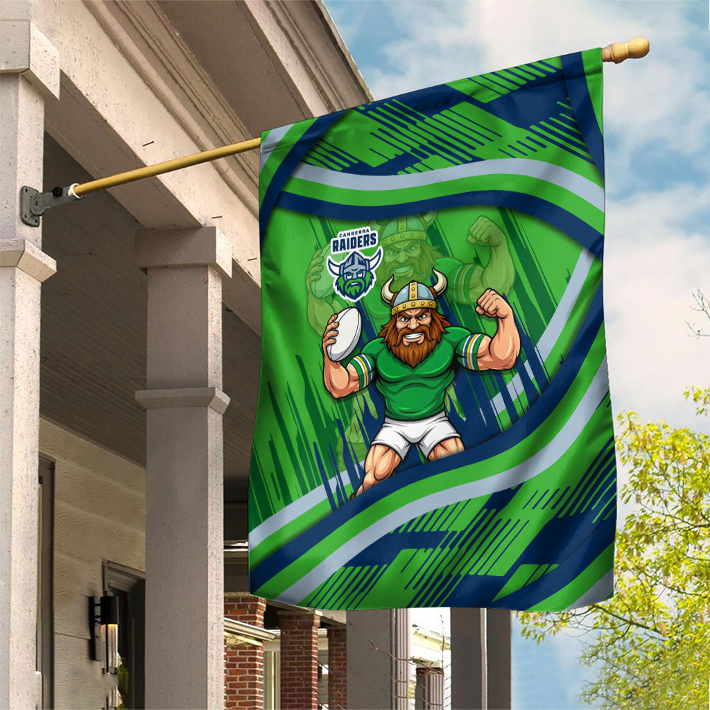 Canberra Raiders Rugby Mascot Garden Flag Fierce Athlete Graphic in Sports Style