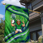 Canberra Raiders Rugby Mascot Garden Flag Fierce Athlete Graphic in Sports Style