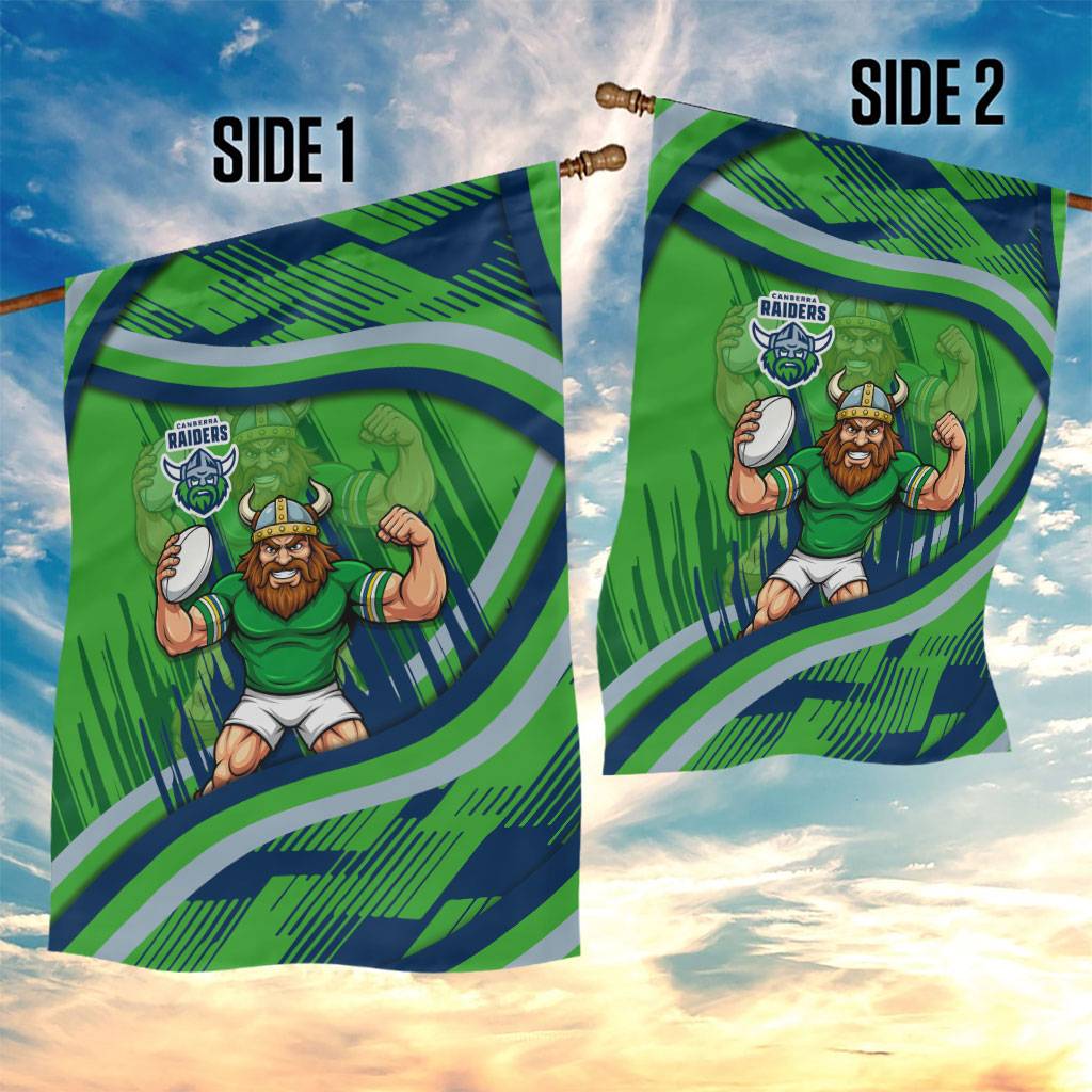 Canberra Raiders Rugby Mascot Garden Flag Fierce Athlete Graphic in Sports Style