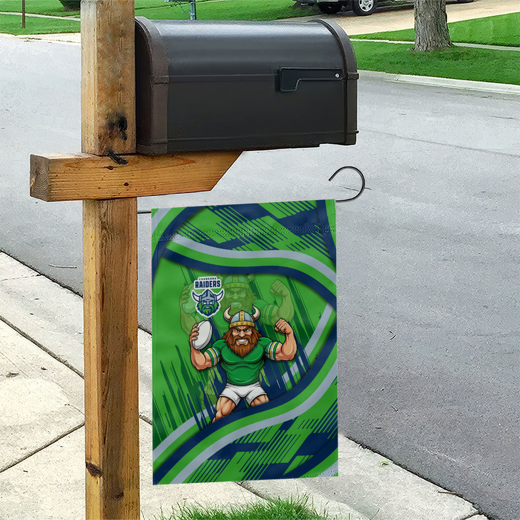 Canberra Raiders Rugby Mascot Garden Flag Fierce Athlete Graphic in Sports Style