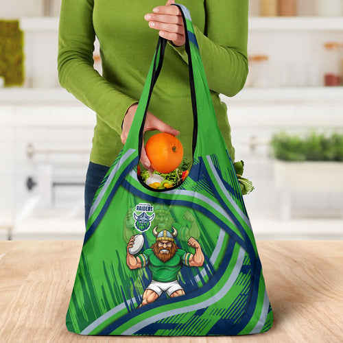 Canberra Raiders Rugby Mascot Grocery Bag Fierce Athlete Graphic in Sports Style