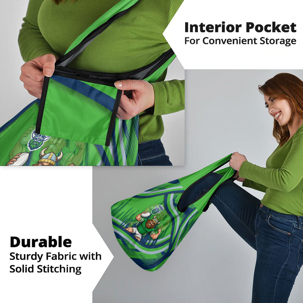 Canberra Raiders Rugby Mascot Grocery Bag Fierce Athlete Graphic in Sports Style