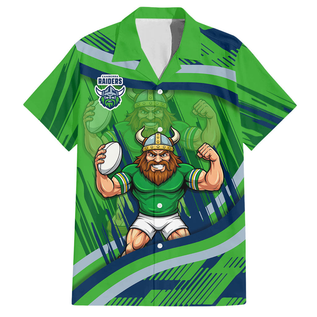Canberra Raiders Rugby Mascot Hawaiian Shirt Fierce Athlete Graphic in Sports Style