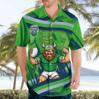 Canberra Raiders Rugby Mascot Hawaiian Shirt Fierce Athlete Graphic in Sports Style
