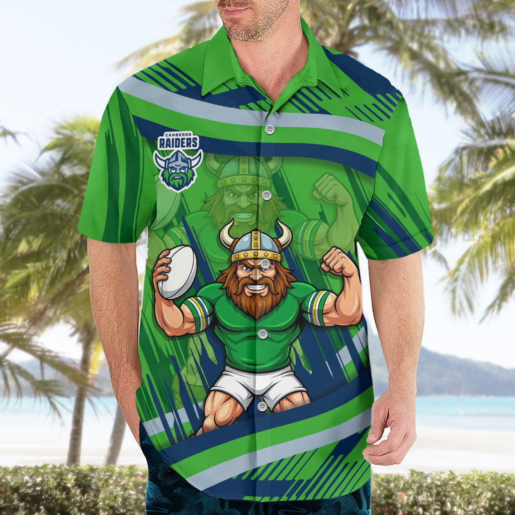 Canberra Raiders Rugby Mascot Hawaiian Shirt Fierce Athlete Graphic in Sports Style