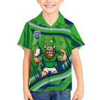 Canberra Raiders Rugby Mascot Hawaiian Shirt Fierce Athlete Graphic in Sports Style