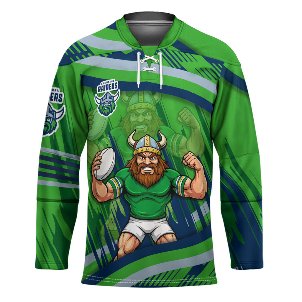 Canberra Raiders Rugby Mascot Hockey Jersey Fierce Athlete Graphic in Sports Style